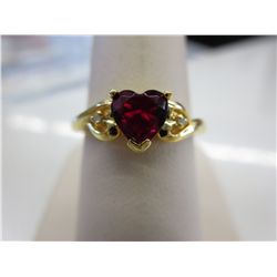Heart cut red quartz & diamond ring