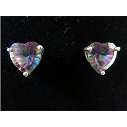 Heart cut mystic topaz stud earrings