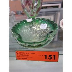 1960's Gold & Green Murano glass ashtray
