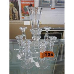8 Vintage glass pcs - mostly candle holders