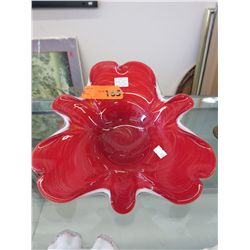 1960's Superb Red, Gold & White Murano bowl