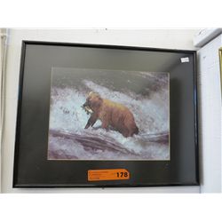 Framed print of a Bear w/ Salmon