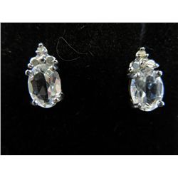 New Diamond & White Topaz Earrings, 6 diamonds