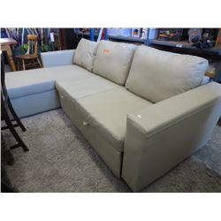 NEW - Beige leather sectional sofa bed