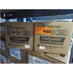Case of trial size Colgate toothpaste