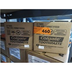 Case of trial size Colgate toothpaste