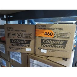Case of trial size Colgate toothpaste