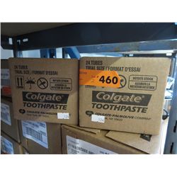 Case of trial size Colgate toothpaste