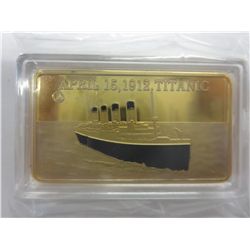 1 oz commemorative gold clad Titanic bar
