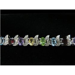 Multi gemstone & diamond tennis bracelet