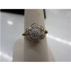 Silver & gold diamond flower ring