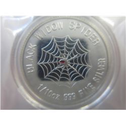 Colourized "Black Widow Spider" silver round