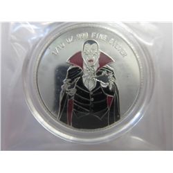 Colourized "Dracula" silver round