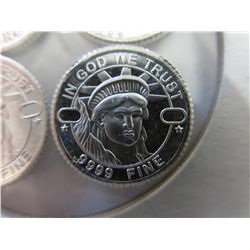 4 x .999 silver Statue of Liberty Head rounds