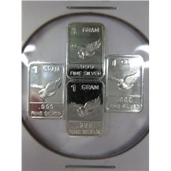 4 x .999 solid silver Bald Eagle motif bars