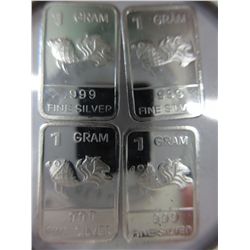 4 x .999 solid silver Japanese Koi Fish motif bars
