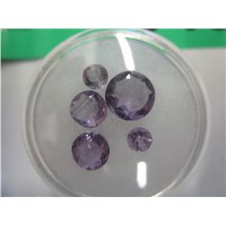Gem jar: 5 assorted round purple amethysts