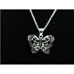Genuine black diamond butterfly necklace