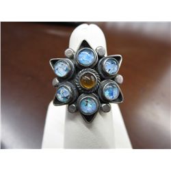 Estate .925 silver 12 g crystal star ring