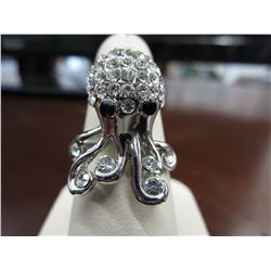 Brand new hand set crystal octopus ring