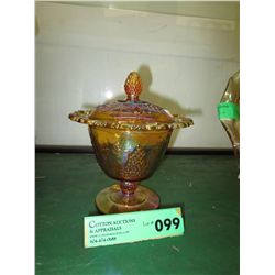 Carnival glass lidded dish