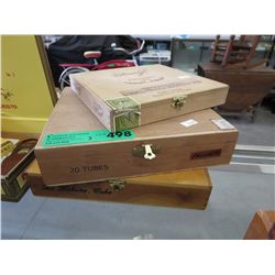 3 Wood cigar boxes