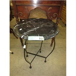 Round marble top accent table