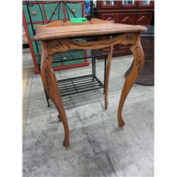 Carved wood accent table