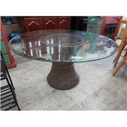Beveled glass top round patio table