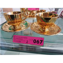 2 Royal Winton gold luster teacups & saucers