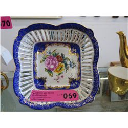 Basket edge china bowl with brass feet