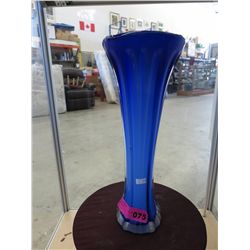 Large cobalt blue glass vase w/ white interior