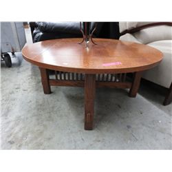 Vintage oak round coffee table - 40" x 18"