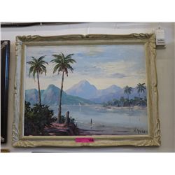 Paint on board - South Pacific scene