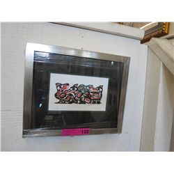 Framed Richard Shorty print "Crow, Frog, Bear"