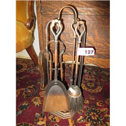 Small Vintage Copper fireplace set