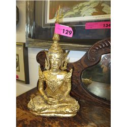 Painted cast iron Buddha statue