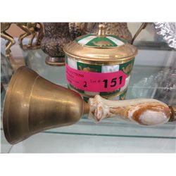 Vintage brass bell & container
