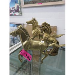 2 Solid brass horses and a Unicorn