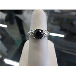 Genuine HUGE 1.74 ct black diamond solitaire ring