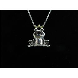 Brand new frog & genuine black diamond necklace