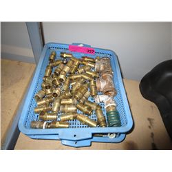 Brass pipe fittings, approx 3 dozen.