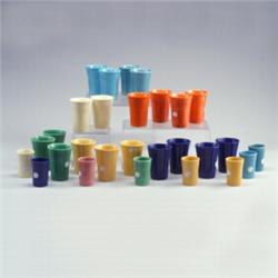 28 FIESTA goblets: twenty 4 1/2": four in cobalt (nick to one, scratches to most), four light blu...