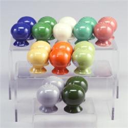 10 pairs FIESTA shakers including medium green, red (very minor nicks to holes), rose, turquoise,...