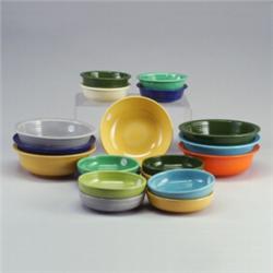 19 FIESTA bowls: six 8 1/2" vegetable bowls with lip (flecks to cobalt and red), one yellow 7 3/4...