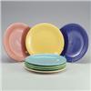 Image 1 : 7 FIESTA 12" plates in rose, chartreuse, turquoise (a few minor flecks), ivory, light blue (minut...