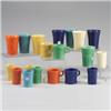 Image 1 : 19 FIESTA 3 1/2" and 4 1/2" goblets and 3" mugs in assorted colors, including cobalt and red. Sma...