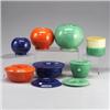 Image 1 : 17 FIESTA assorted Kitchen Kraft pieces; a turquoise 7 1/2" lidded jar, a 6 1/2" red lidded jar,...