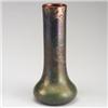 Image 1 : Fine and rare WELLER Sicard bottle-shaped vase with pine bows in a lustered green, red, and gold....