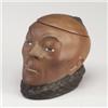Image 1 : WELLER Dickensware Chinaman tobacco jar. Minor nick inside lid and glaze scaling to edge of braid...